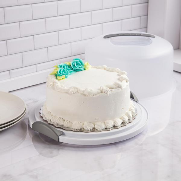 White Cake Server With Clear Lid