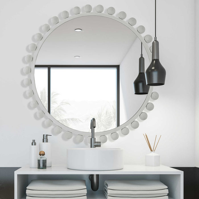 Cyra White Round Mirror