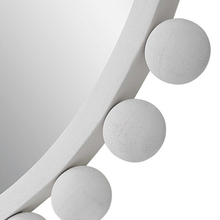 Cyra White Round Mirror