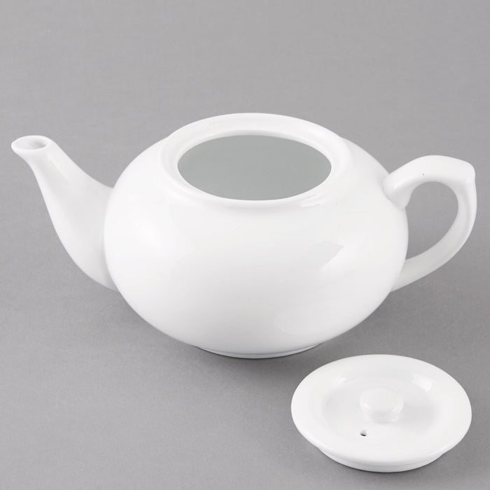 Bright White Porcelain Teapot With Sunken Lid