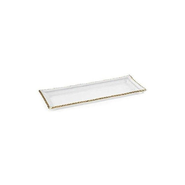 Rectangular Tray With Jagged Gold Rim