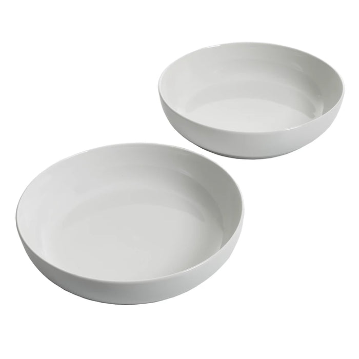 Gibson Home 2-Piece White Ceramic Dinner Bowl Set