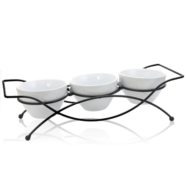 3-Piece Tidbit Dish Set With Wire Stand