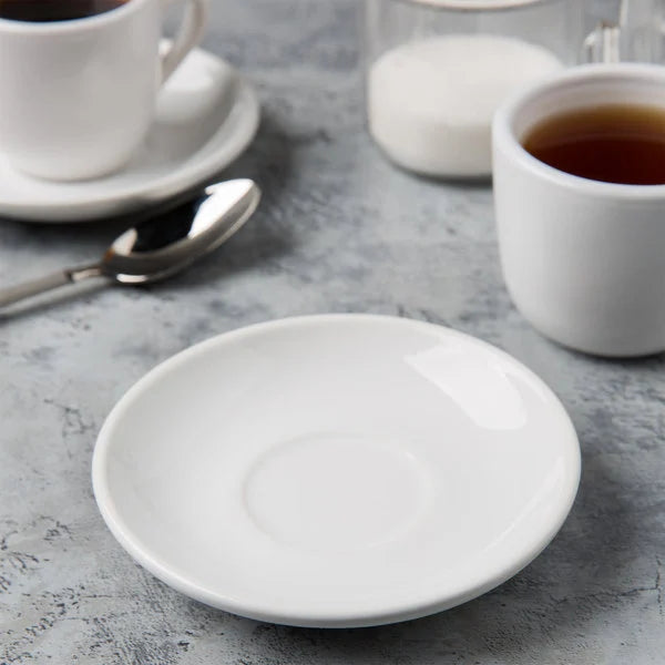 Acopa Bright White Rolled Edge Demitasse Stoneware Saucer