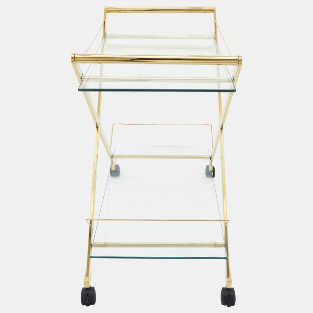 Two Tier 31" Rolling Bar Cart - Gold