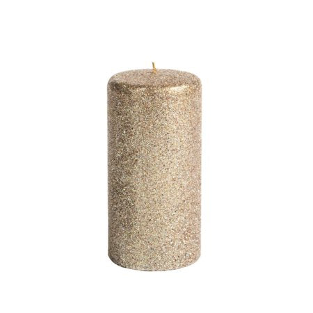Gold Glitter Pillar Candle
