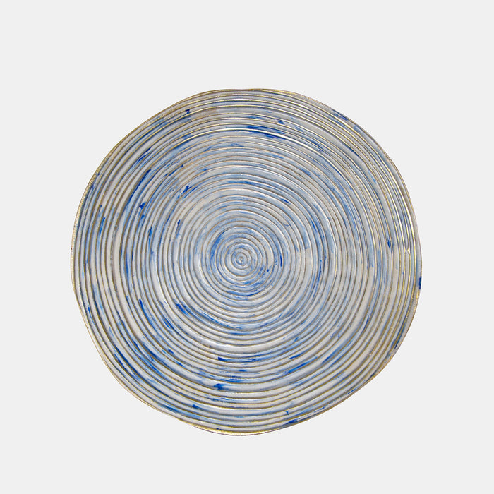 Blue Decorative Metal Swirl Tray
