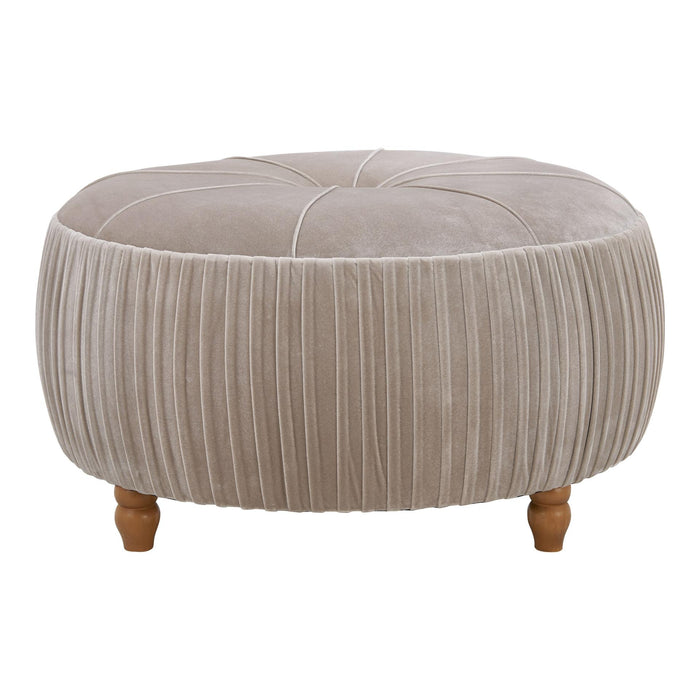 Helena Round Ottoman With Wooden Legs