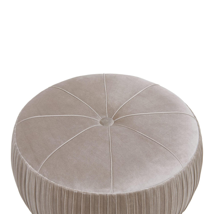 Helena Round Ottoman With Wooden Legs
