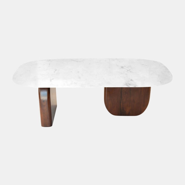 Marble / Wood Oval Coffee Table