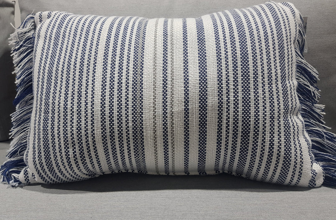 Navy Blue And White Outdoor Pillow