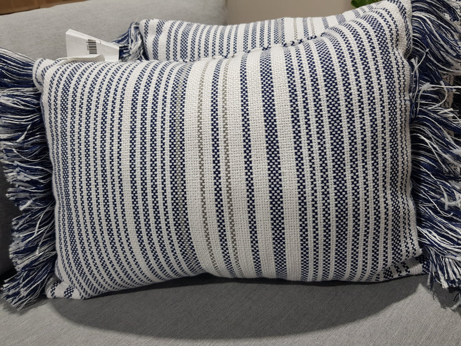 Navy Blue And White Outdoor Pillow