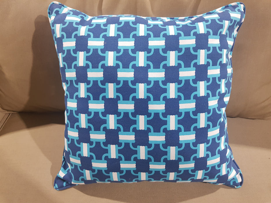 Blue Checkered Outdoor Pillow