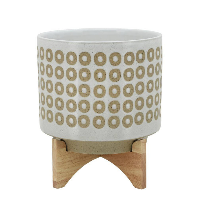 Circles Planter With Stand - White