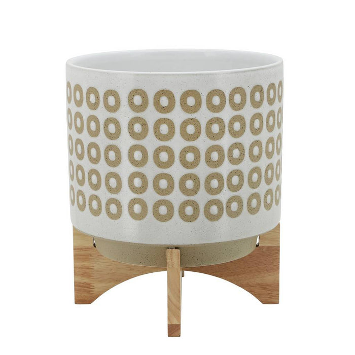 Circles Planter With Stand - White