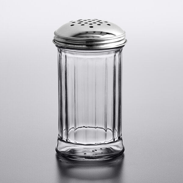 Tablecraft Fluted Glass Shaker With Stainless Steel Perforated Top