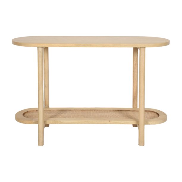 Contemporary Mango Wood Console Table With Brown Finish