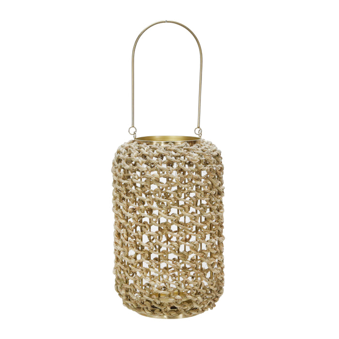 12" Rattan Hurricane Lantern