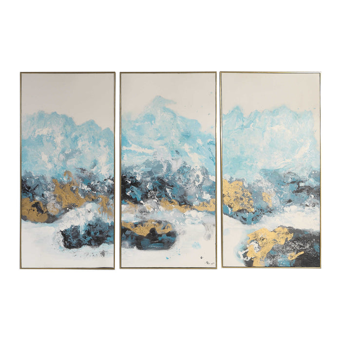 Crashing Waves Hand Painted Canvas - Set Of 3