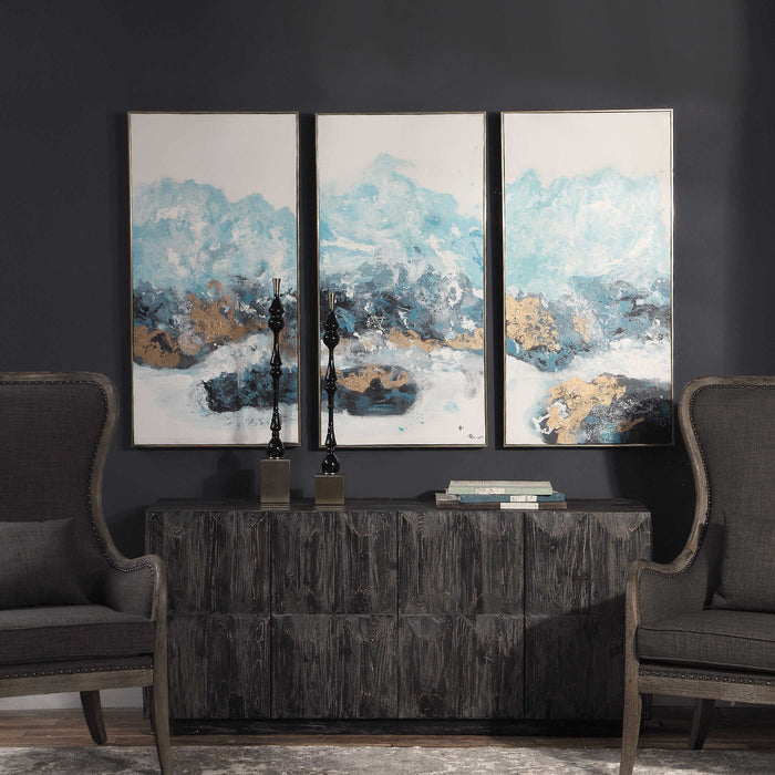 Crashing Waves Hand Painted Canvas - Set Of 3