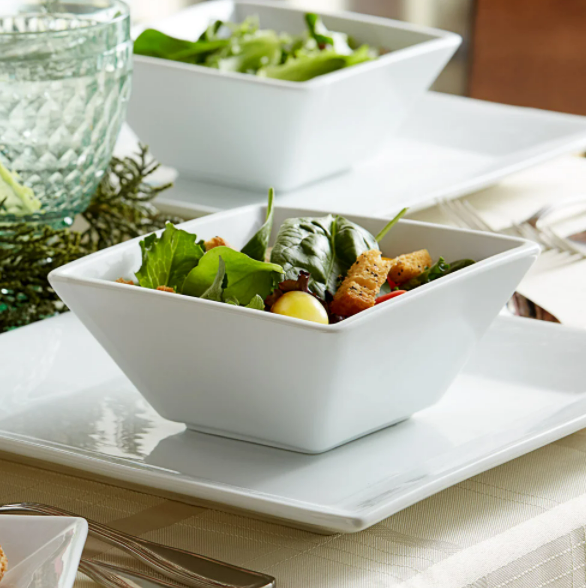 Square Bright White Porcelain Bowl