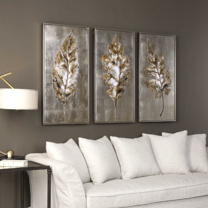 Champagne Leaves Hand Painted Canvas