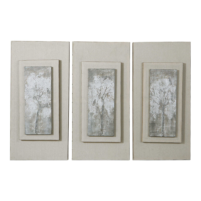 Triptych Trees Hand Painted Canvas