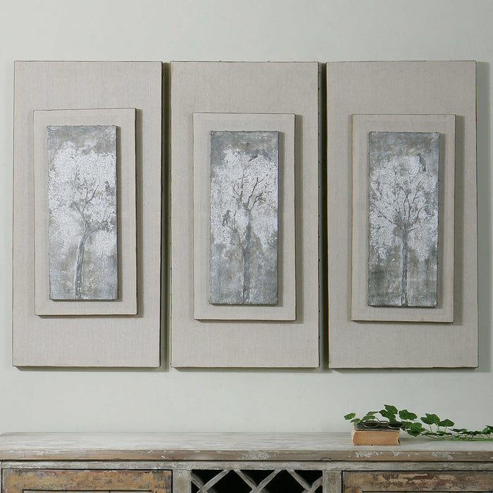 Triptych Trees Hand Painted Canvas