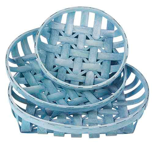 Distressed Blue Round Tobacco Basket