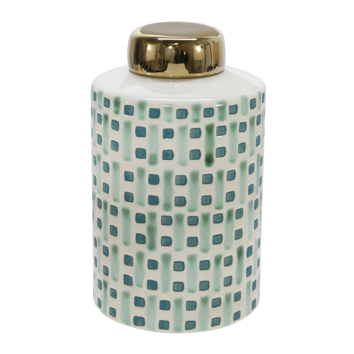 Ceramic Jar With Gold Lid