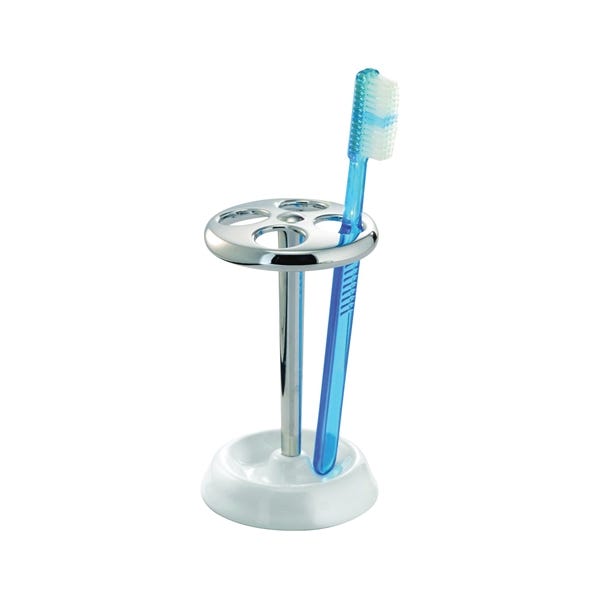 InterDesign York Toothbrush Stand - White/Chrome