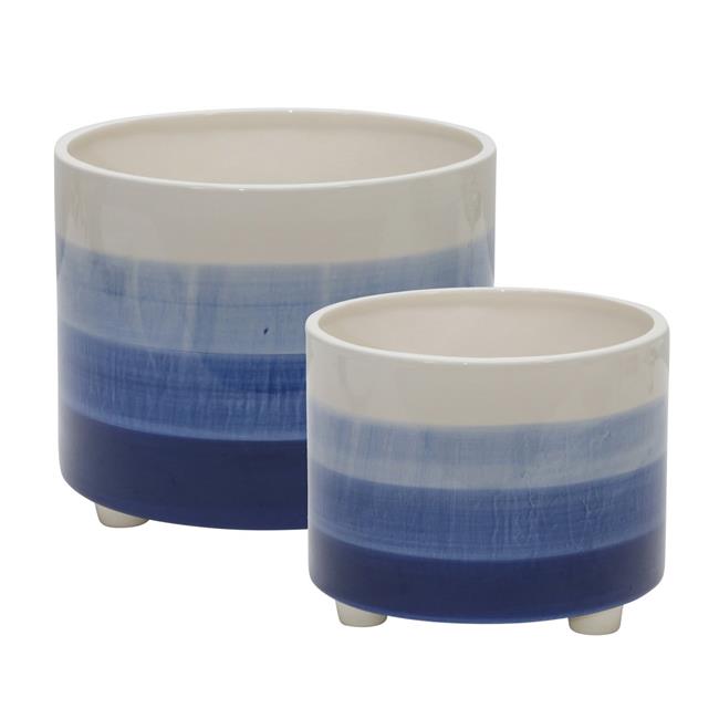Blue Ceramic Footed Planter