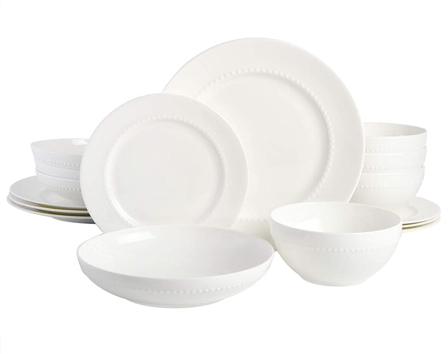 16-Piece Double Bowl Dinnerware Set - White