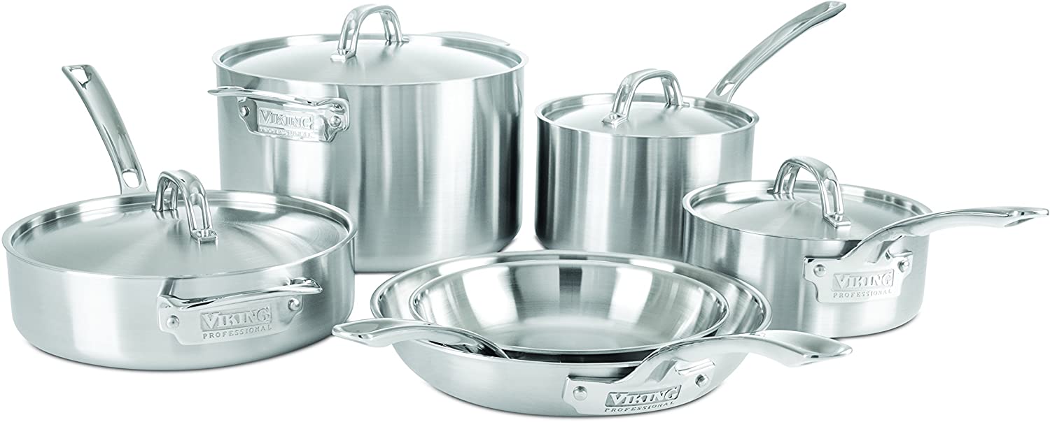 10-Piece 5-Ply Stainless Steel Cookware Set