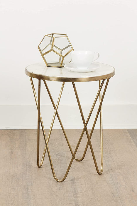 Klip Round Marble Top End Table