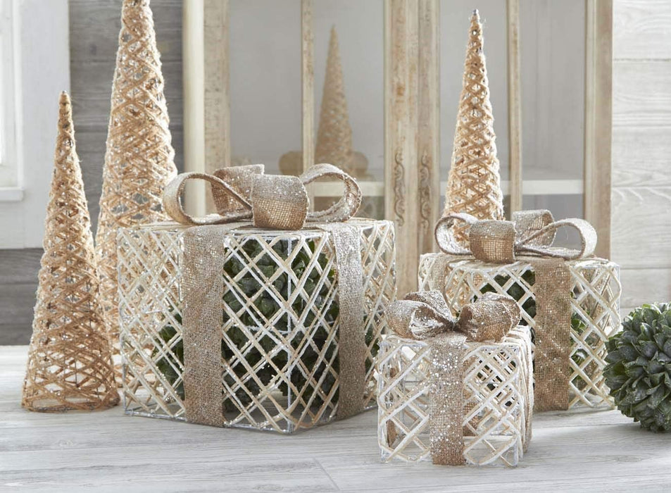 Snowy Burlap Twine Box