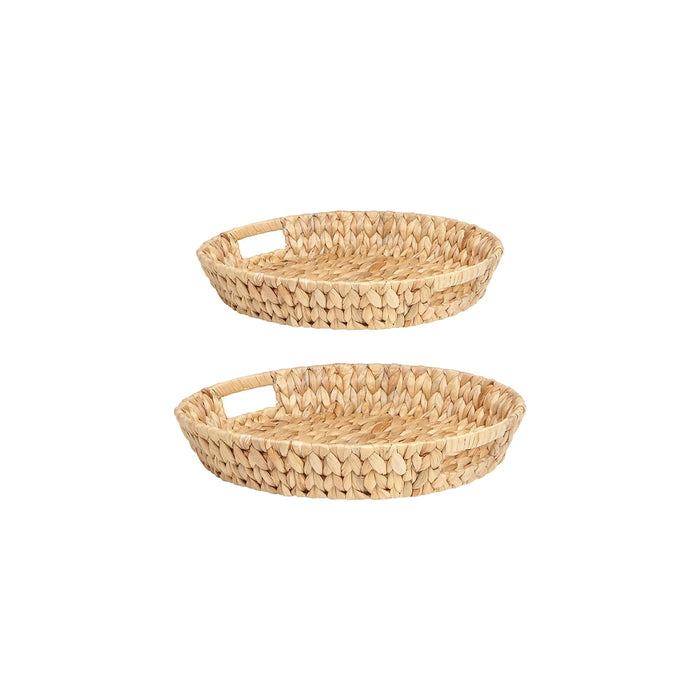 Palma Woven Tray With Handle - Set Of 2