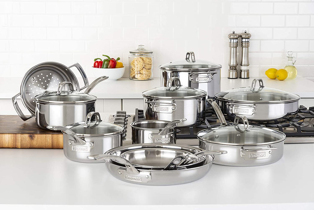 17-Piece 3-Ply Stainless Steel Cookware Set