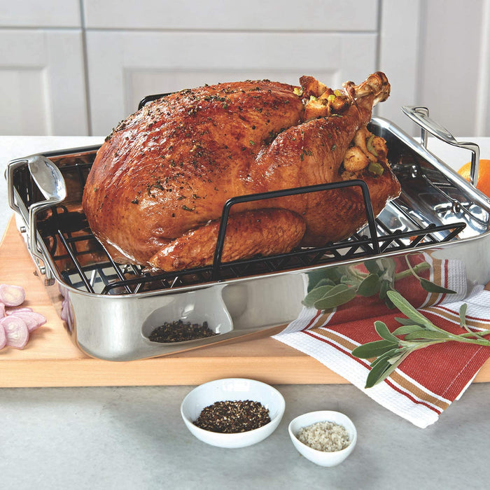 3-Ply Stainless Steel Roasting Pan With Nonstick Rack