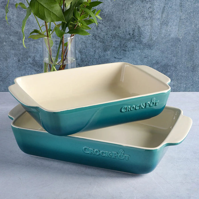 Crock Pot Artisan 2-Piece Teal Bakeware Set