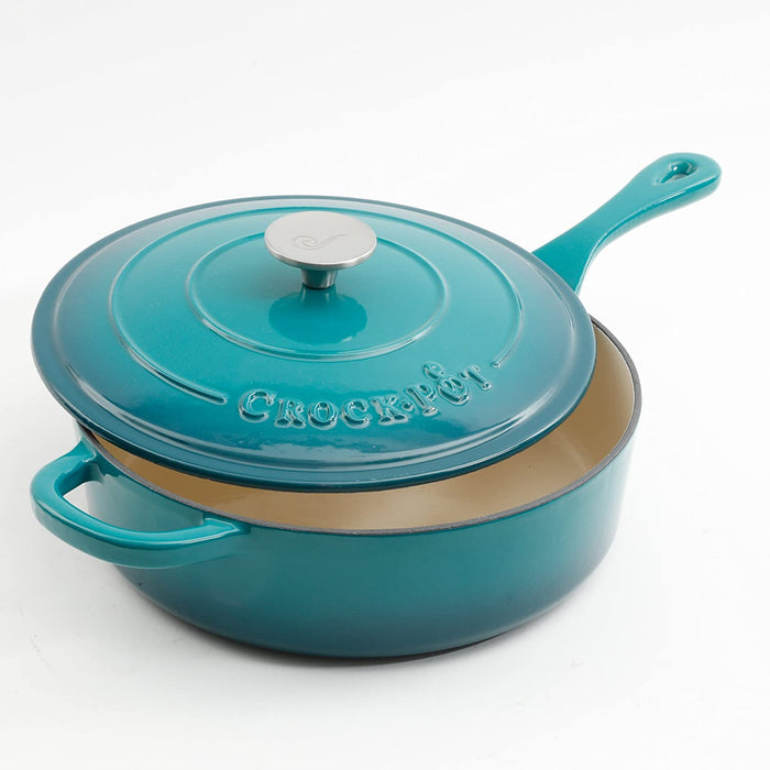 Crock Pot Artisan Enameled Cast Iron Deep Sauté Pan - Teal