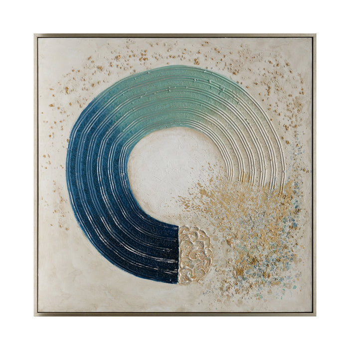 Blue On Silver Circle Abstract Canvas