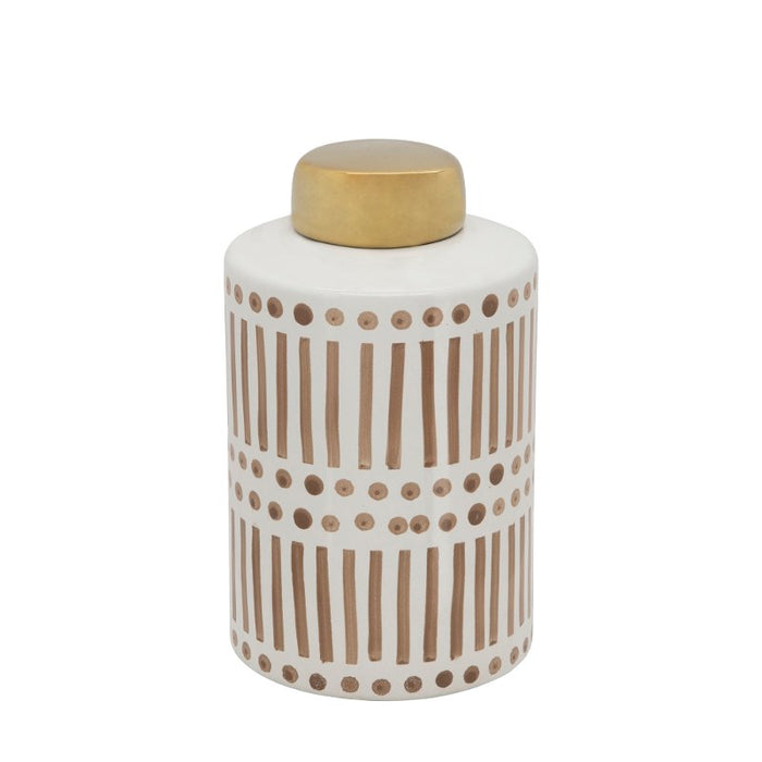 Ceramic Jar With Gold Lid