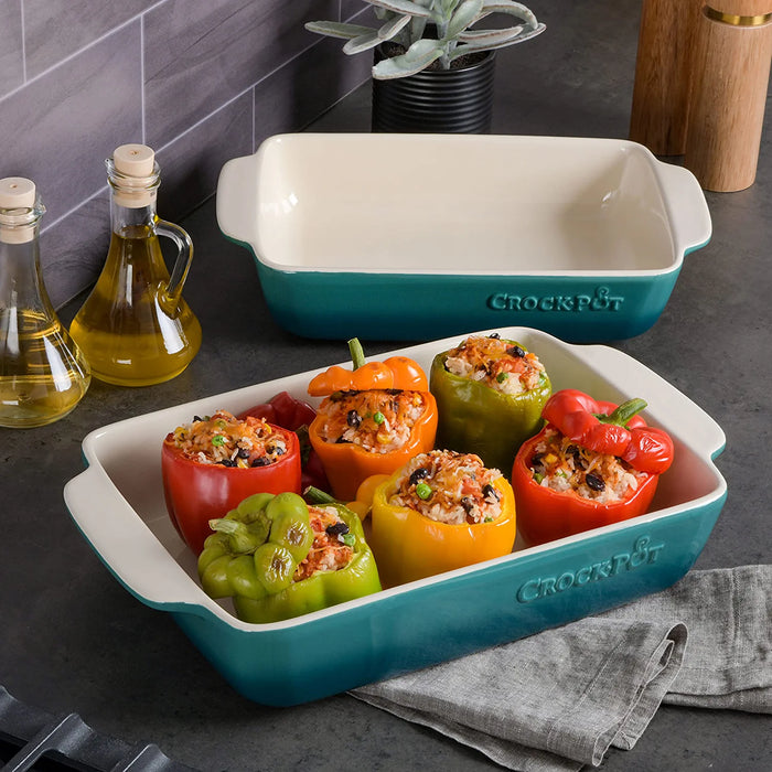 Crock Pot Artisan 2-Piece Teal Bakeware Set