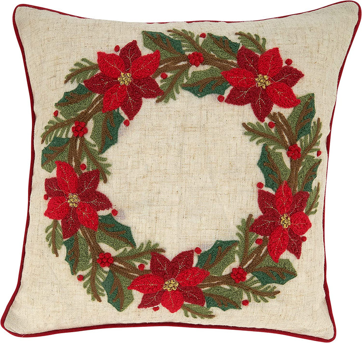 Poinsettia Wreath Pillow