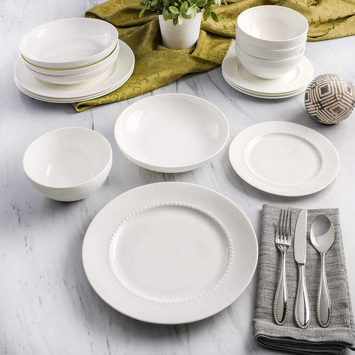 16-Piece Double Bowl Dinnerware Set - White