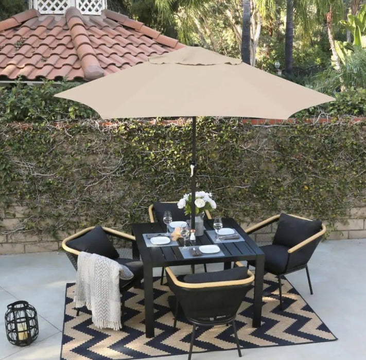 9' Steel Market Push Tilt Umbrella - Beige