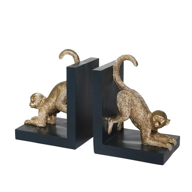 Resin Monkey Bookends - Gold