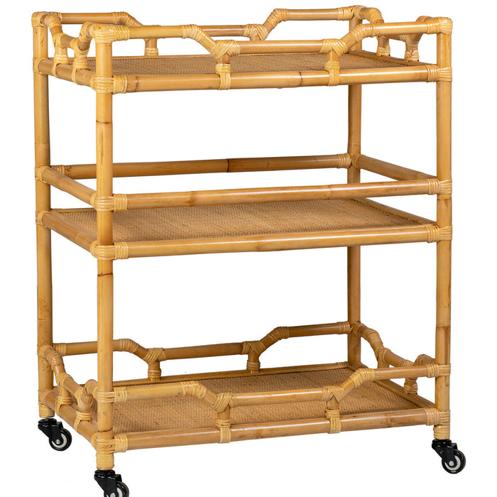 Napali Rattan Rolling Bar Cart