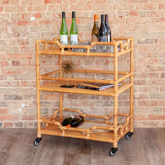 Napali Rattan Rolling Bar Cart